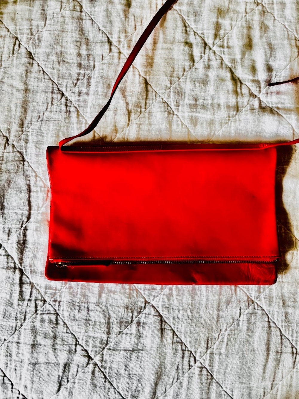 Everlane red leather foldable purse